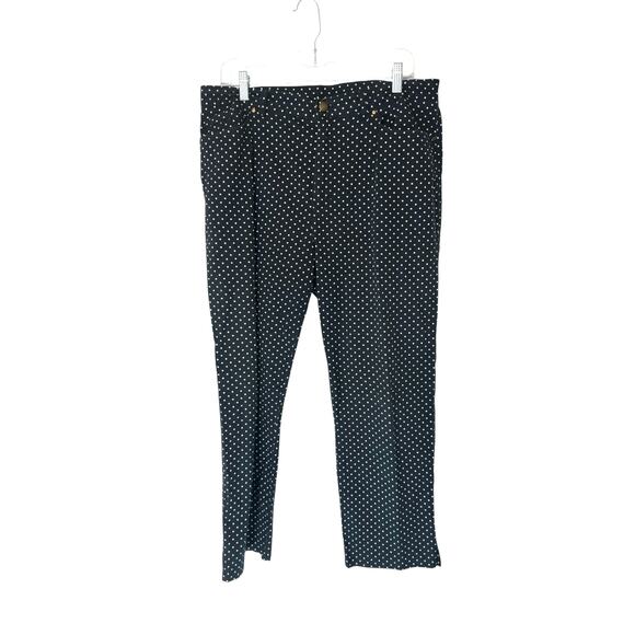 Lauren Ralph Lauren Pants Black Polka Dot Old Casual Straight Leg Size 14 - Picture 1 of 12